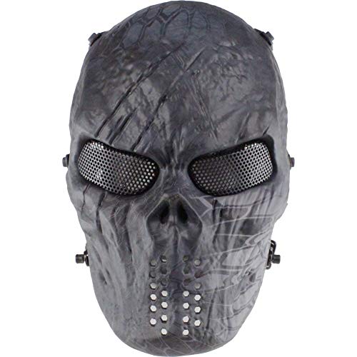 Lejie Taktische Maske CS-Schutzmaske Halloween Airsoft Paintball Vollgesichtsschädel-Skelettmaske
