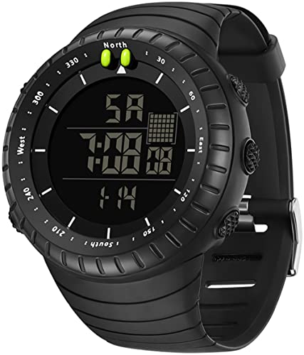 Herren Digital Sport Uhren 5ATM wasserdichte Armbanduhr mit Wecker Alarm LED Stoppuhr 12/24H Tactical Militär Uhr für Männer Jungen Großes Display