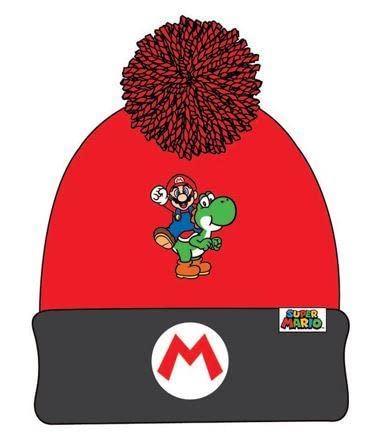 SUPER MARIO Mütze Wintermütze mit Bommel (Rot, 52)