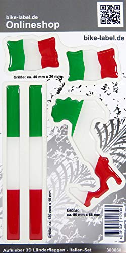BIKE-label 300060N Aufkleber 3D Länder-Flaggen Italien Italy 5er Set mit 3 Formen