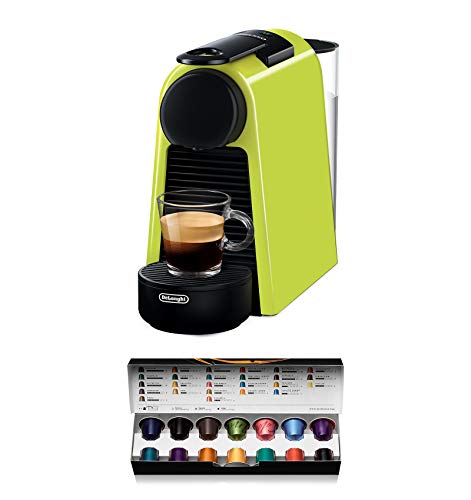 De'Longhi Nespresso Essenza Mini EN 85.L Kaffeekapselmaschine, Welcome Set mit Kapseln in unterschiedlichen Geschmacksrichtungen, 19 bar Pumpendruck, Platzsparend, Lime