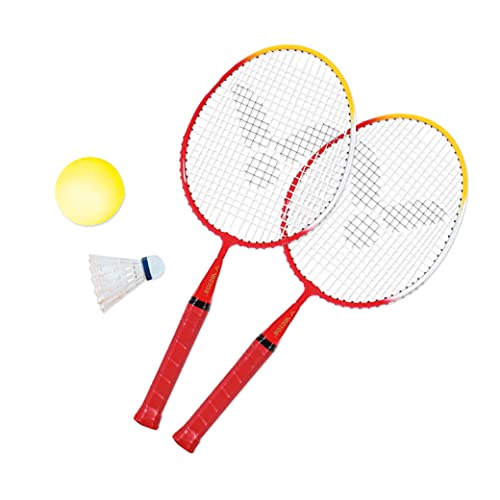 VICTOR Kinder Badminton-Schläger Mini-Set, Rot/Gelb/Weiß, Verkürzte Schaftlänge