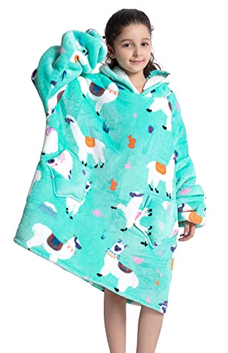 Ksnnrsng Kinder Übergroße Hoodie Tragbare Decke Kapuzenpullover Weich Bequeme warmes Decke Sweatshirt für Jungen Mädchen Teenager (as3, Age, 7_Years, 13_Years, Plus, Alpaka, 7-13 Jahre)