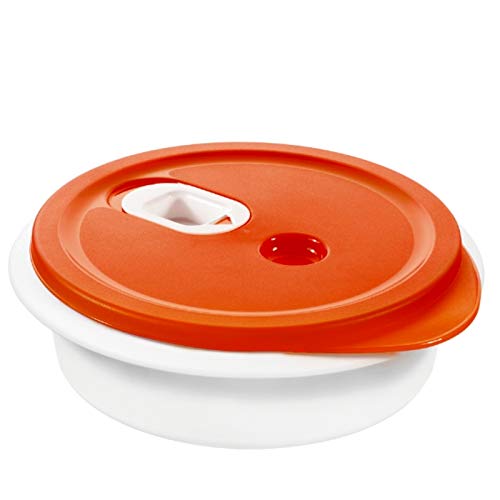 Rotho Micr Clever Mikrowellengeschirr 1l, Kunststoff (BPA-frei), Rot/Weiß, 1 Liter (20 x 20 x 6,5 cm)