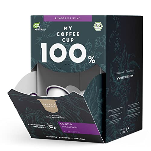 My Coffee Cup – MEGA BOX LUNGO BELLISSIMO – BIO-KAFFEE I 100 Kaffeekapseln für Nespresso®³-Kapselmaschinen I 100% industriell kompostierbar und nachhaltig – 0% Alu