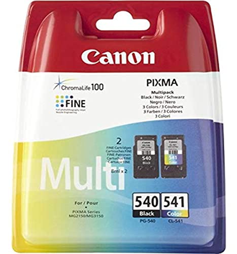 Canon PG-540/CL541 C/M/Y Druckertinte Multipack - je 1 FINE Druckkopf mit 8 ml Tinte schwarz und 8 ml Tinte Farbe für PIXMA Tintenstrahldrucker ORIGINAL