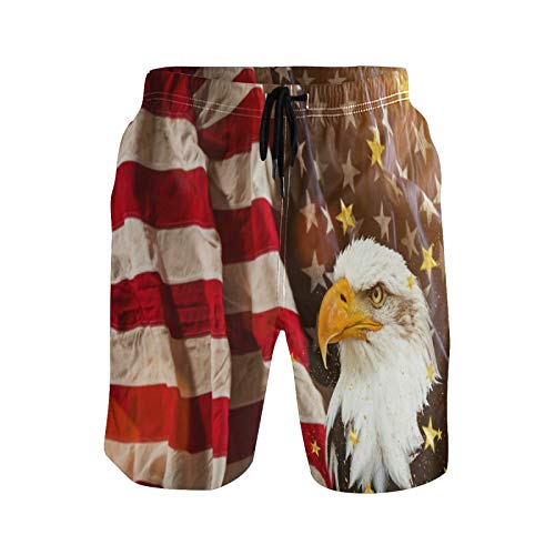 Usa Amerikanische Flagge Adler Vogel Herren Badeshorts Badehose mit Mesh-Futter Boardshorts für Männer Surf Schwimmhose Sporthose