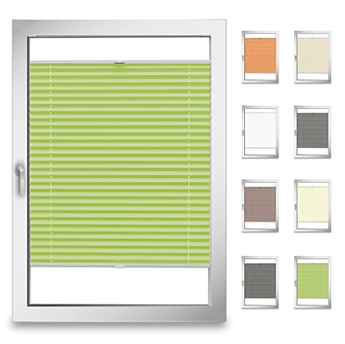StoffTex Plissee Faltrollo für Fenster nach Maß zum Bohren Jalousie in der Glasleiste Rollo Farben (Höhe 25-130 cm)