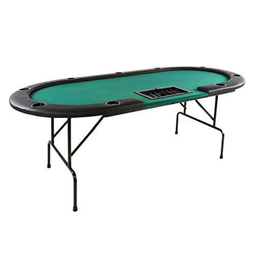 Nexos Deluxe Casino Pokertisch klappbar L 215 x B 113 x H 79 cm, Getränkehalter Armlehnen Chiptray grüne Pokerauflage Klapptisch für 10 Spieler