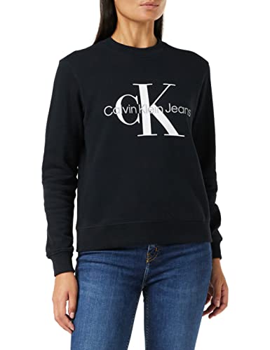 Calvin Klein Jeans Damen Sweatshirt Core Monologo ohne Kapuze, Schwarz (Ck Black), M