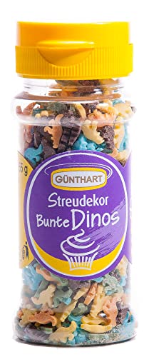 Günthart BackDecor | 55 g Streudekor Dinosaurier | aus Zucker | essbar | Dino Party in verschiedenen Farbe | 1er Pack (1 x 55 g)