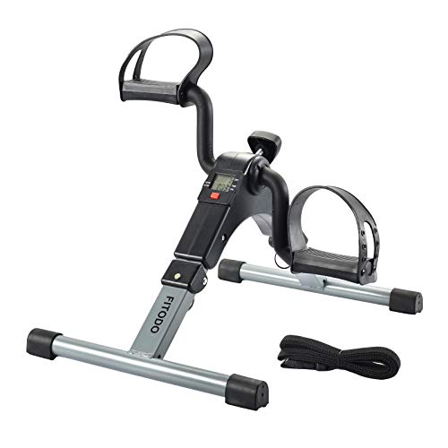 FITODO Mini Heimtrainer Untertisch Fahrrad Pedaltrainer Radtrainer Senioren für Arm-und Beintrainer mit LCD-Monitor