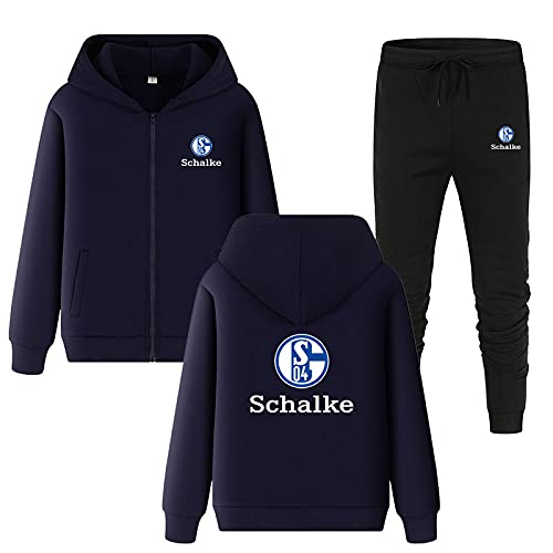 ONCLI Herren Trainingsanzug Set Schalke 04 Jogginganzug Kapuzenjacke + Hose Hoodie Set Sportswear Retro 3771352031 / C/XXL