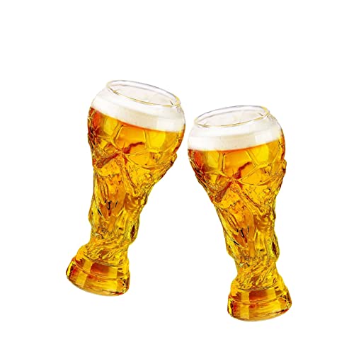 NEOOD Weltmeisterschaft Bierglas Fußball Trophäenform Biergläser Set von 2 442 ml Kreative Hercules Bierkrug Biergläser für Party Bar Supplies und Fußballliebhaber