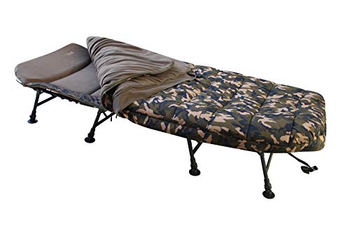 MK-Angelsport 8 Bein Liege mit Schlafsack Bedchair Camo Sleeping System Karpfenliege Liege Gartenliege Schlafsack