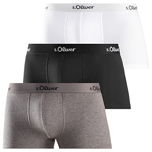 s.Oliver Herren 3X Boxer Basic Boxershorts, grau + schwarz+ weiß, M