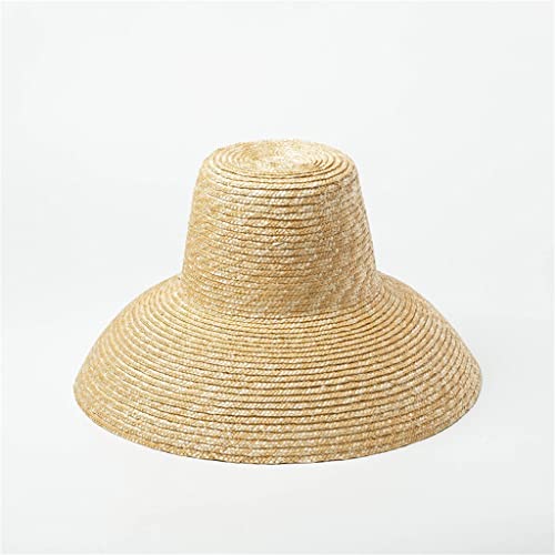 SHZBCDN Lampe Form Sonnenhut for Frauen großer breiter Krempe Sommer Beach Hut Damen High Top Strohhut (Color : A, Size : 56-58cm)