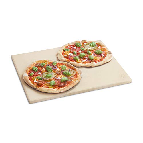 BURNHARD Pizzastein für Gasgrill & Holzkohlegrill aus Cordierit für Brot, Flammkuchen & Pizza, rechteckig - 45 x 35 x 1.5 cm