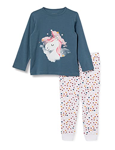 NAME IT Mädchen Nkfnightset Real Teal Unicorn Noos Pyjamaset, 122-128 (1er Pack)