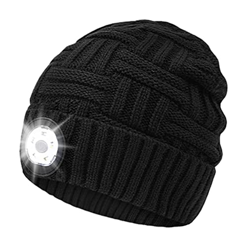 COTOP Unisex LED Beanie Mütze mit Licht, USB wiederaufladbare Stirnlampe Mütze, Strickmütze Hut Wintermütze Herren Geschenke für Jogging, Camping, Radfahren, Wander Accessoires