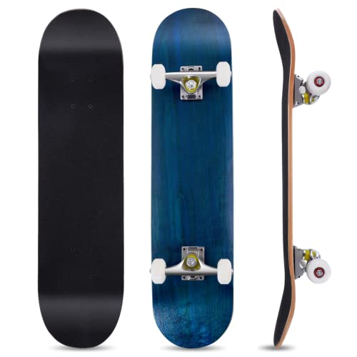 COSTWAY 80 x 20 cm Skateboard | Komplettboard Ahornholz | Minicruiser 8 inch | Holzboard ABEC-7 Kugellager | Longboard Farben zur Wahl (Blau)
