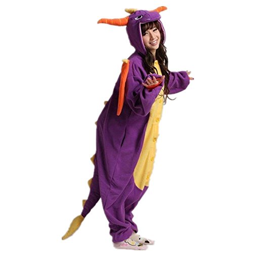 Regenboghorn Unisex Einhorn kostüme, Schlafanzug, Pyjama,für das Halloween ,Karneval und Weihnachten mit der Kapuze (S, lila Drache)