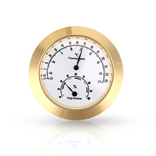 Violine Thermometer Hygrometer, Runde Digitale Gitarre Luftfeuchtigkeit Temperatur Meter für Instrument Pflege(Gold)