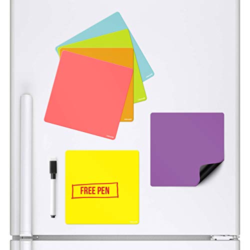 CKB LTD Magnetische Whiteboards, die an Ihrem Kühlschrank kleben, trocken abwischbarer Planer, Magnetschild, mit Marker und Stift, bunte Küchen-Notizen, große Tagesmenü, Einkaufs-To-Do-Liste, 6 Stück