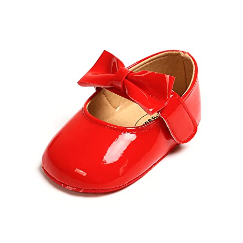 MASOCIO Baby Schuhe Mädchen Babyschuhe Lauflernschuhe Ballerinas Kleinkind Shoes Prinzessin Größe 19 6-12 Monate Rot