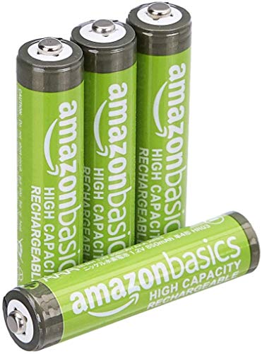 Amazon Basics AAA-Batterien mit hoher Kapazität, wiederaufladbar, vorgeladen, 4 Stück (Aussehen kann variieren)