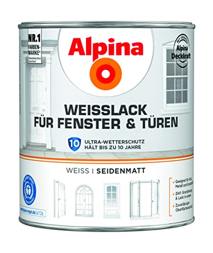 Alpina Weißlack für Fenster & Türen 2 Liter seidenmatt