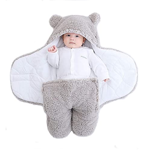 Baby-Schlafsack, Teddybär-Form, geeignet für 0–6 Monate, Plüsch-Babydecken, Unisex, leicht zu reinigen (3–6 Monate, grau)