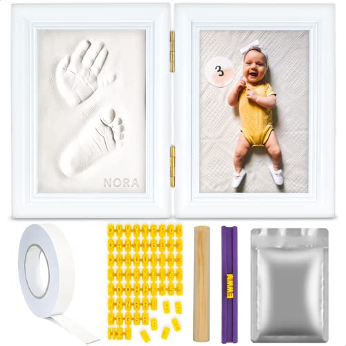 Tikiboe - Baby Handabdruck und Fußabdruck Set - Baby Bilderrahmen Set - Babygeschenke - Gipsabdruck Baby Hand und Fuß für Neugeborene – Babyshower - Geschenk für die Mutterschaft