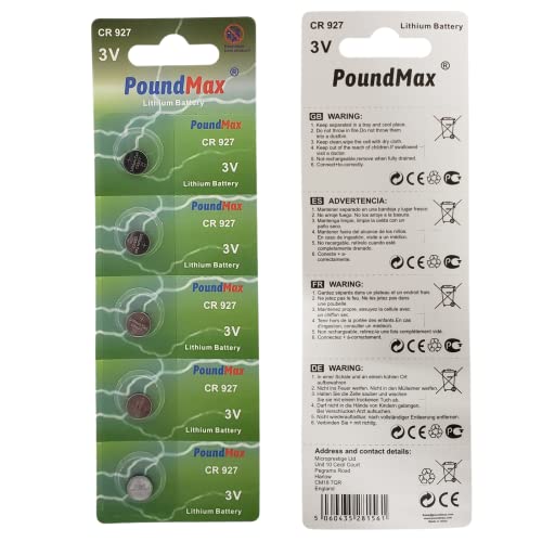PoundMax Lithium CR927 Knopfzellen-Batterien, 3V | 1x 5er-Blister
