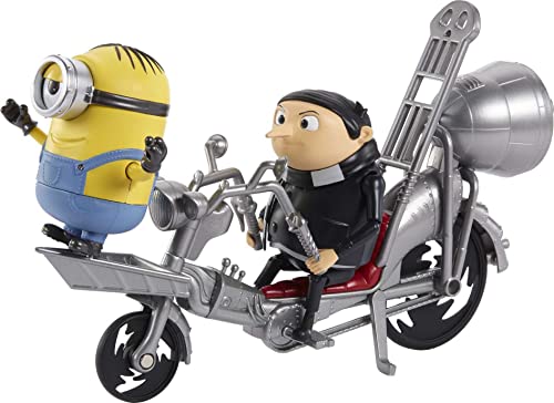 Mattel Minions GMF15 - Gru mit Pedal-Power, ca. 16 cm groß, bewegliche und interaktive Actionfigur mit Zubehörteilen aus dem Film, tolles Geschenk für Fans ab 4 Jahren
