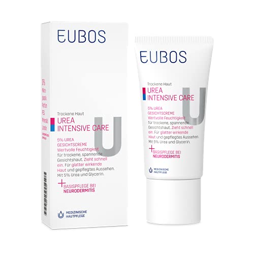Eubos | 5% UREA Nachtcreme | 50ml| für trockene Haut | Hautvertäglichkeit dermatologisch bestätigt | Verbesserung Hydratationsfähigkeit der Haut | Spezial-Pflegecreme