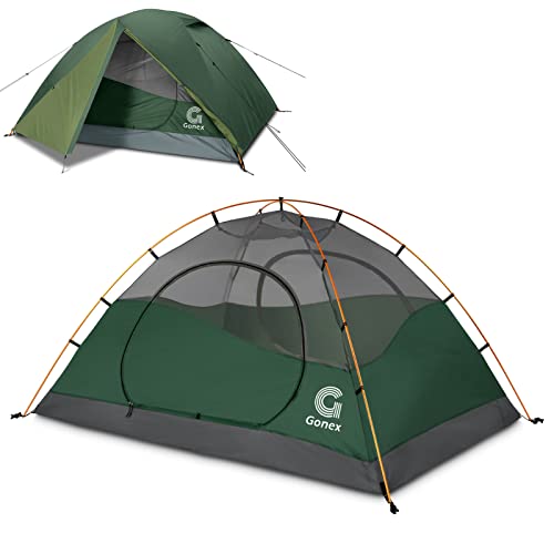 Gonex Zelt 2/4 Personen Zelt, Ultraleicht 2-lagiges Kuppelzelt mit Aluminiumstange, PU3000mm wasserdichtes Zelt, 3 Jahreszeiten, einfache Einrichtung für Trekking, Rucksacktouren und Bergsteigen