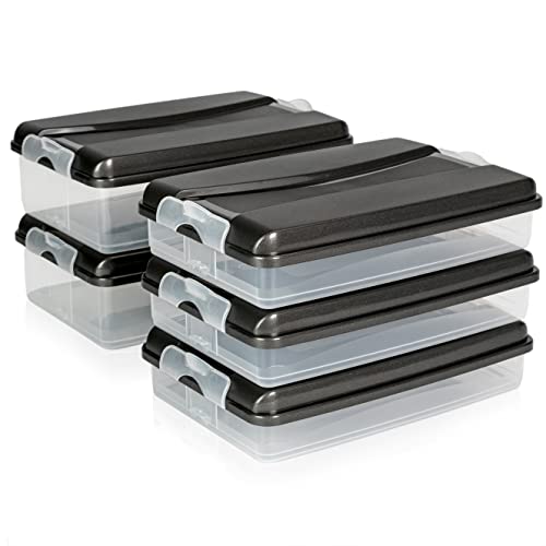 Hausfelder Aufschnittbox Organizer Set - stapelbar mit Deckel – Kühlschrank Wurstbox Aufschnittdosen (5 Anthrazit Aufschnittboxen: 3X flach, 2X hoch)