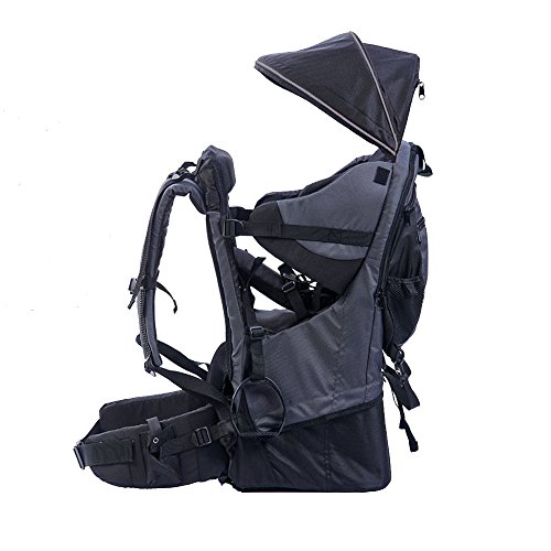 Rucksacktrage für Babys und Kleinkinder, Wander-Transport-Rucksack, Regenschutz und Sonnenschutz für das Kind, Schwarz