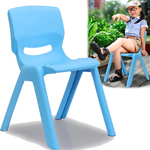 Kinderstuhl mit gummierten Füßen bis 100kg belastbar stapelbar und kippsicher Indoor und Outdoor geeignet aus Kunststoff (Ozean Blau)