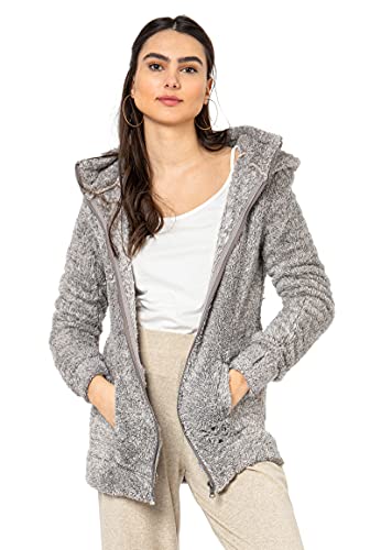 Sublevel Damen Kuschel Fleece-Mantel aus Teddy-Fleece Light-Grey M