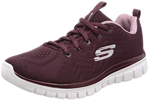 Skechers 12615/WINE Graceful-Get Connected Damen Sneaker Turnschuhe Sportschuhe weinrot/rosa, Größe:42, Farbe:Rot