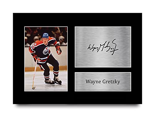 HWC Trading A4 Wayne Gretzky Edmonton Oilers Geschenke Gedrucktes Signiertes Autogramm Foto für Eishockey Anhänger and Fans