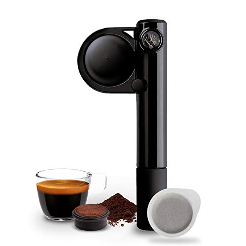 Handpresso 48238 Pump schwarz - tragbare, manuelle Espressomaschine für ESE-Pads oder gemahlenen Kaffee