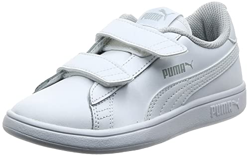 PUMA Unisex Baby Puma Smash V2 L V Inf Sneaker, Puma White Puma White, 24 EU