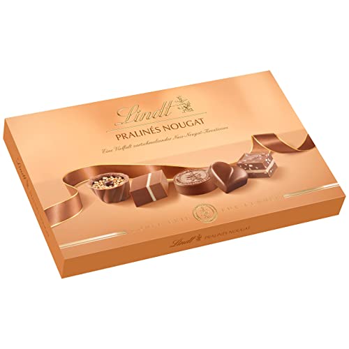 Lindt Schokolade - Pralinen Für Kenner Nougat | 125 g | Pralinés-Schachtel mit 12 feinen, zartschmelzenden Nuss-Nougat Kreationen in 6 Sorten | Pralinengeschenk | Schokoladengeschenk