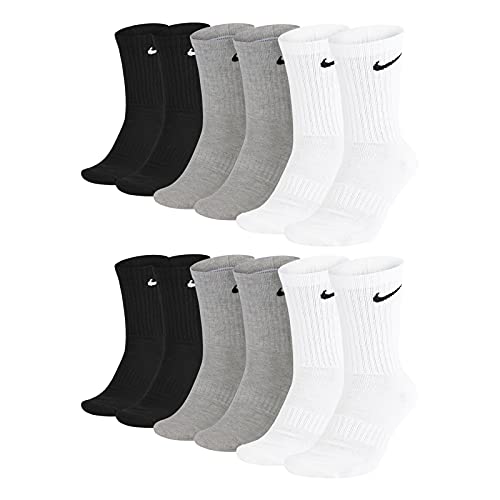 Nike Unisex Trainingssocken Everyday Cushioned Crew Socks SX7664 6 Paar, Größe:42-46, Artikel:-901 grey / white / black