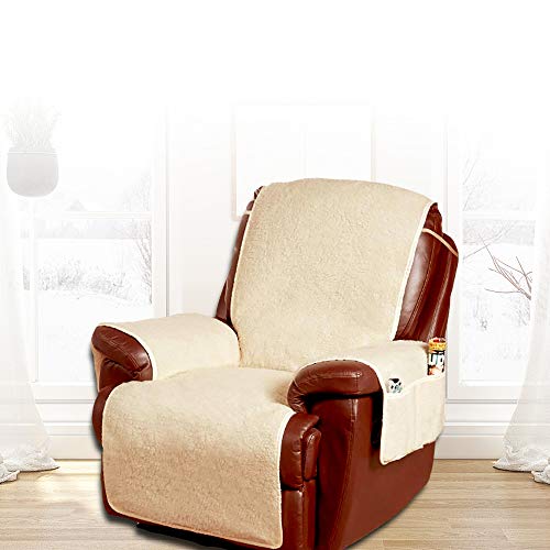JTWEB Sesselschoner Relaxsessel Sesselschoner Relax,1 Sitzer Sesselschutz Sofaüberwurf mit Taschen und Befestigung Sesselauflage,Sessel- Überwurf