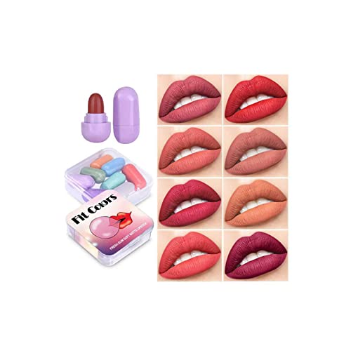 HJKJAMZ. 8-Farbe Mini Kaugummi Süßigkeiten Lippenstift Candy Matte Lippenstift Nichtstick-. (Color : AS Shown)