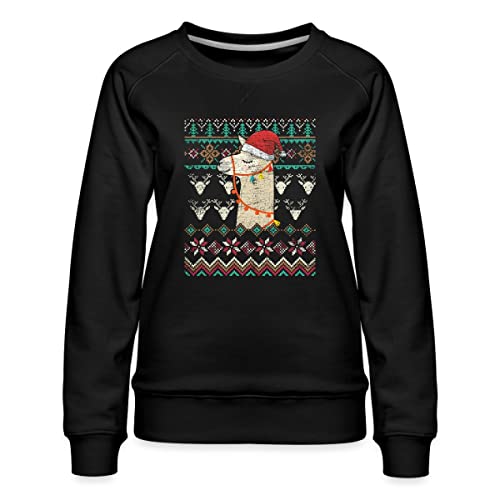 Spreadshirt Lama Alpaka Weihnachtspullover Frauen Premium Pullover, S, Schwarz